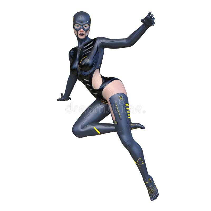 3d renderizado de la mujer cibernética stock de ilustración