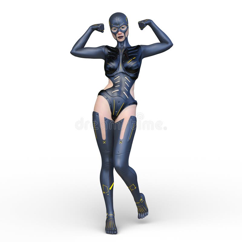 Renderizado 3D de una mujer cibernética libre illustration