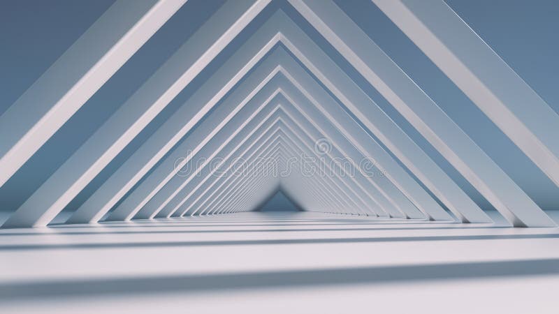 Render 3D, fundo abstrato minimalista com túnel triangular ilustração stock
