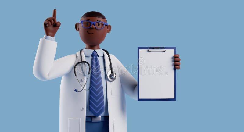 Médica apontando dedos saúde e mão médica desenhada ilustração da arte dos  desenhos animados