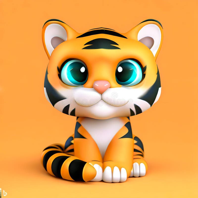 Renderização 3d do jovem tigre de desenho animado