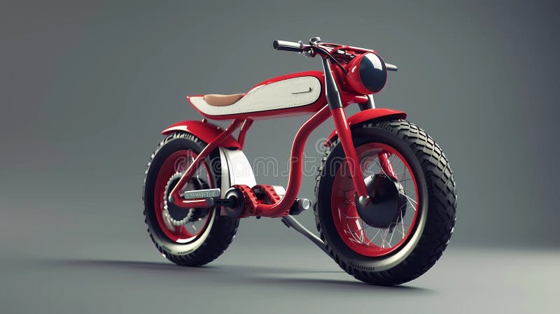 3d rendering of a red scooter on a gray background, Generative AI illustrations. 3d rendering of a red scooter on a gray background, Generative AI illustrations.
