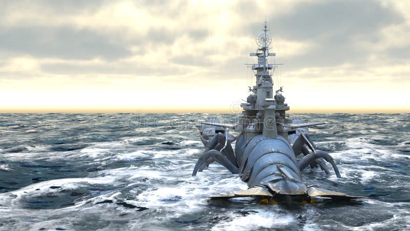 3d renderização do navio naval ilustração stock
