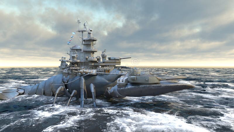 3d renderização do navio naval ilustração do vetor