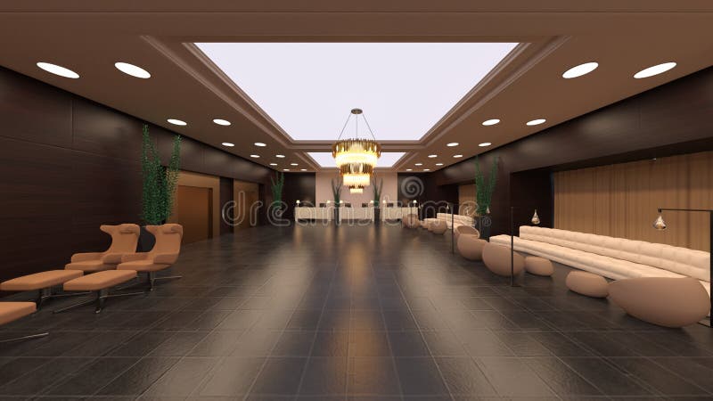 3d renderização do salão ilustração royalty free