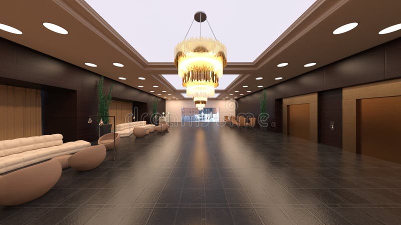 3d renderização do salão ilustração royalty free