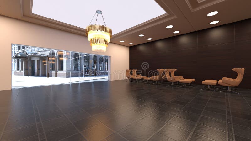 3d renderização do salão ilustração royalty free