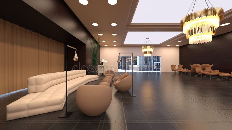 3d renderização do salão ilustração royalty free