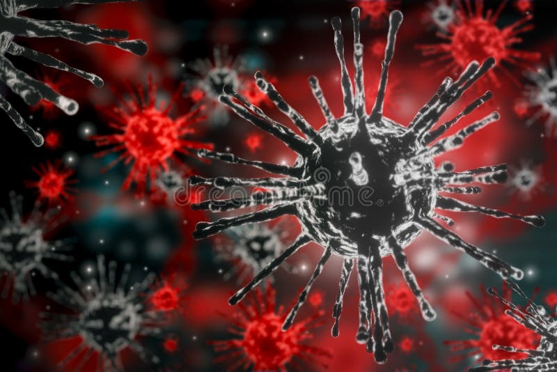 3d renderização ilustrativa do vírus da coroa epidêmica médica ou do conceito de código 19 fecha a célula do vírus da gripe atravé
