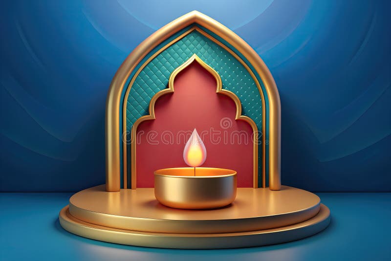 3d renderowanie generowanego podium diwali. royalty ilustracja