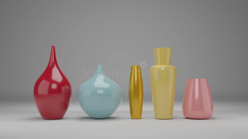 3d renderowanie jesiennych wazonów wielokolorowych ilustracja wektor