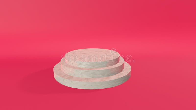 3d renderowanie kubków marmurowych na różowym tle. abstrakcyjna scena minimalna z geometryczną. sceny przedstawiające produkty kos ilustracji