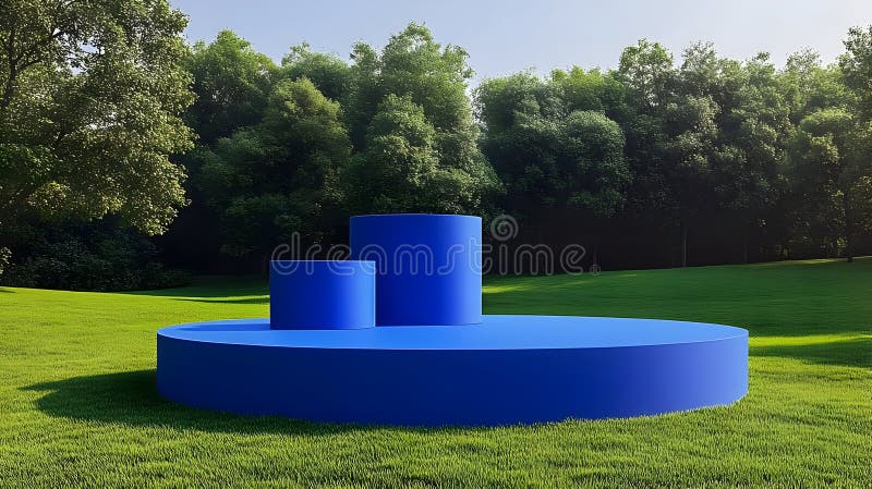 3d renderowanie niebieskich cylindrów na szklance krajobrazu royalty ilustracja