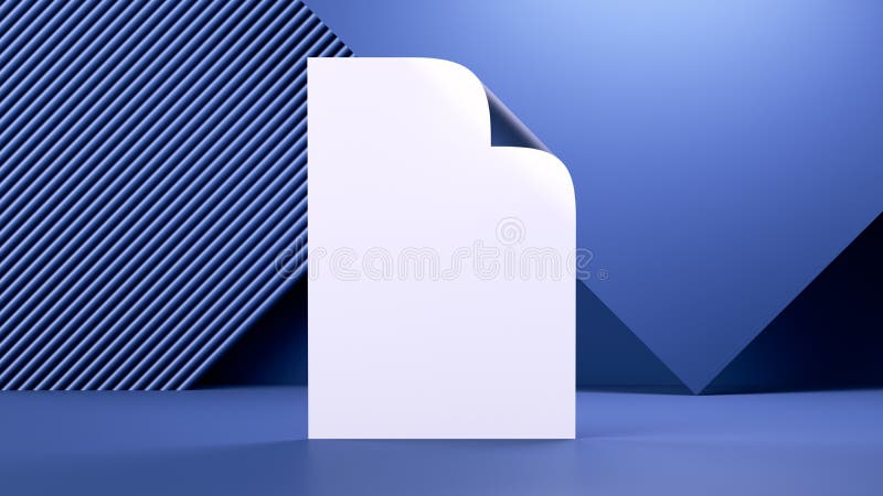 3d renderowanie niebieskiego tła biznesowego z pustą stroną dokumentu biała papier nowoczesny maksimum maksimum royalty ilustracja