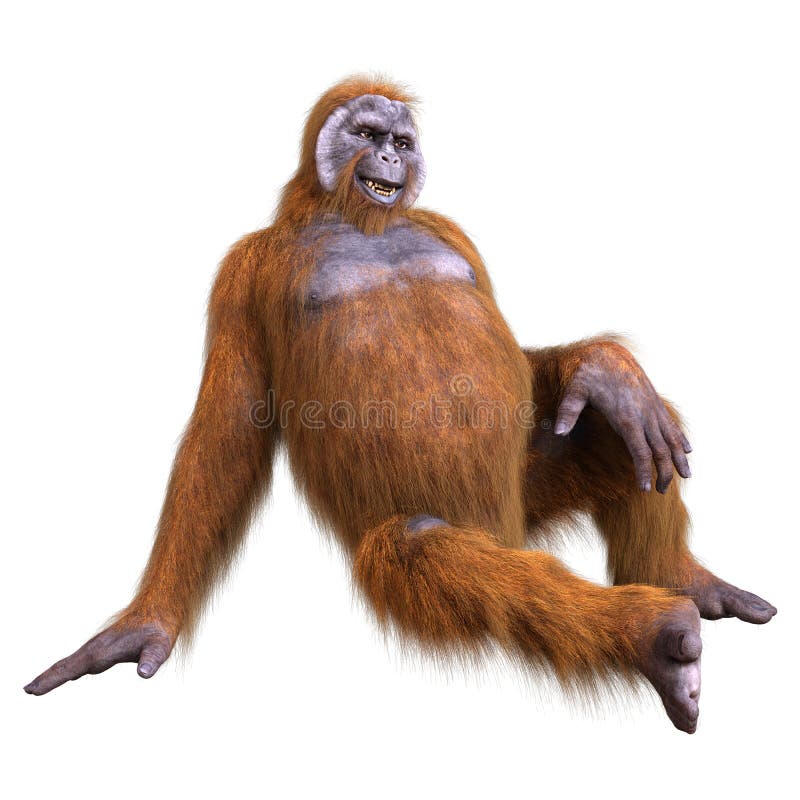 3d renderowanie orangutanu na biało ilustracja wektor