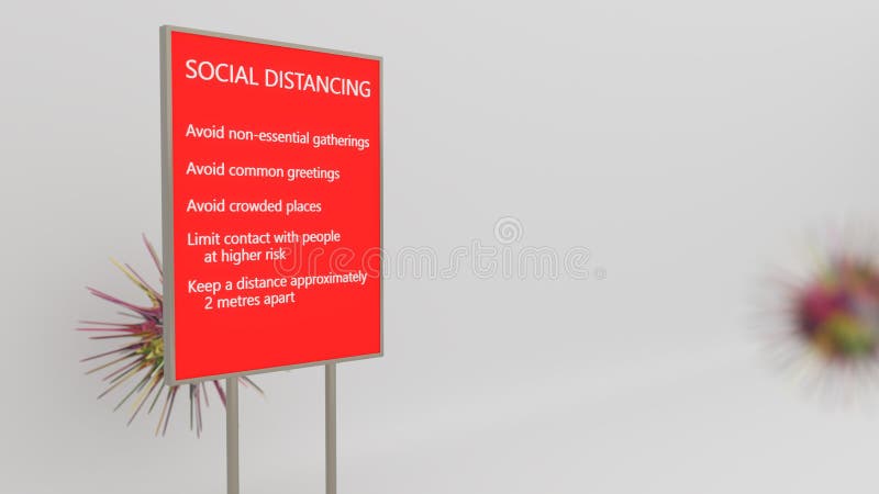 3d renderowanie posiadacza znaku podpórki na oddziale socjalnym covid19 dla bezpieczeństwa zdrowia publicznego. praktykowanie dystansu społecznego