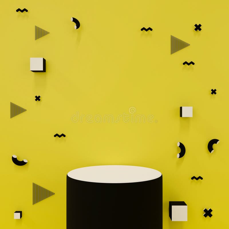 3d renderowanie pustego podium w tle stylu memphis. ilustracja wektor