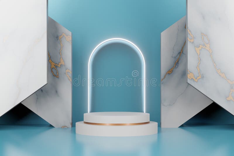 3d renderowanie pustego projektu kroku podstawy dla wyświetlania produktu abstrakcyjne minimalne spacje koncepcyjne. ilustracji