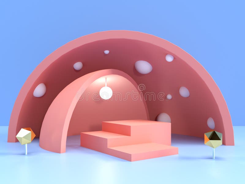 3d renderowanie pustego różowego podium. ilustracja wektor