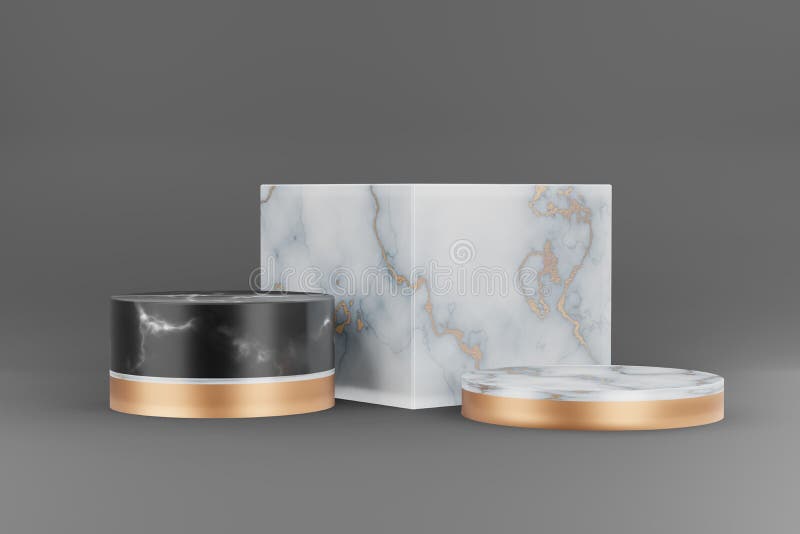 3d renderowanie pustej czarno-białej podstawy do wyświetlania produktu ilustracji