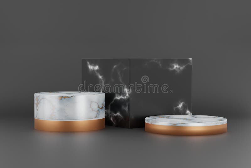 3d renderowanie pustej czarno-białej podstawy do wyświetlania produktu. royalty ilustracja