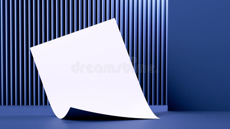 3d renderuje niebieskie tło biznesowe z białym papierem lub kopią dokumentu ilustracja wektor
