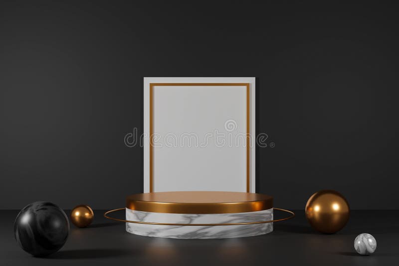 3d renderuje pusty marmur i podium miedziane. ilustracja wektor