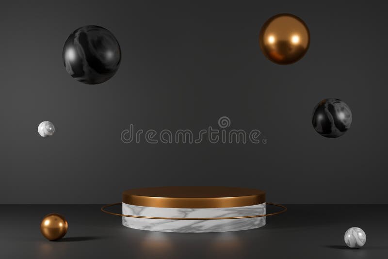 3d renderuje pusty marmur i podium miedziane. ilustracji