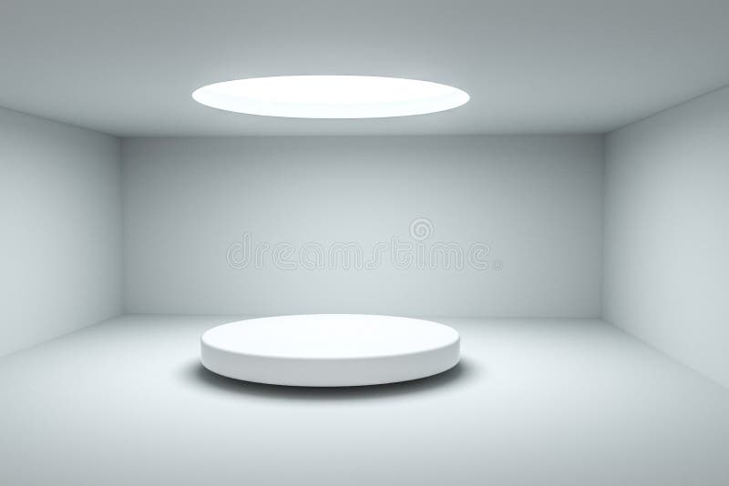 3d rendi??o, a plataforma redonda na sala vazia ilustração royalty free 3d rendi??o, a plataforma redonda na sala vazia ilustração royalty free