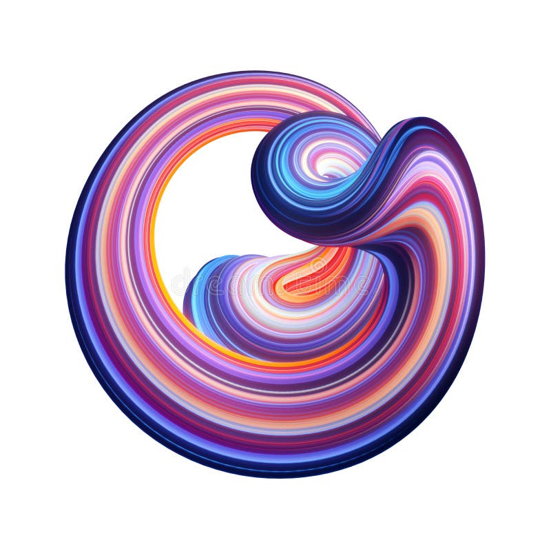 3d rendono, fondo astratto, forma curva moderna, deformazione, ciclo, linee variopinte, luce al neon, oggetto distorto blu rosso royalty illustrazione gratis