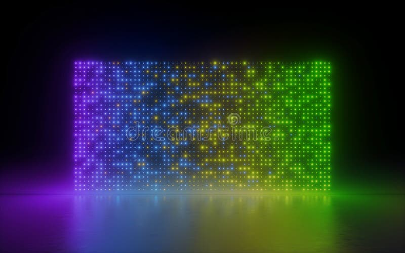 3d rendono, fondo astratto, punti d'ardore, pixel dello schermo dell'arcobaleno, luci al neon, realtà virtuale, spettro di penden royalty illustrazione gratis