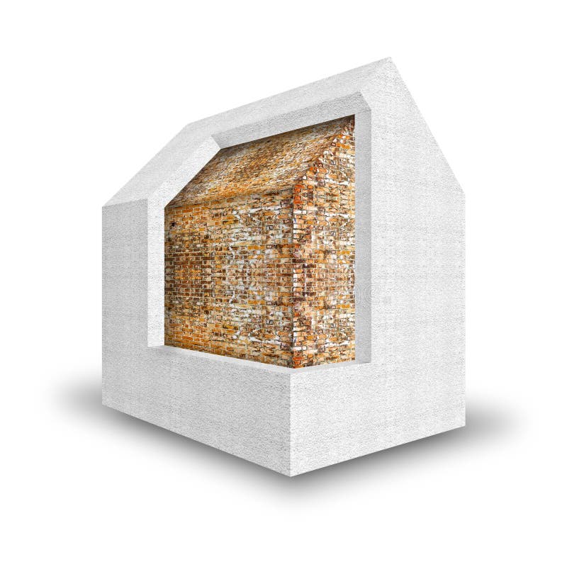 3D rendono isolato a casa termicamente con le pareti del polistirolo - Buil illustrazione vettoriale 3D rendono isolato a casa termicamente con le pareti del polistirolo - Buil illustrazione vettoriale