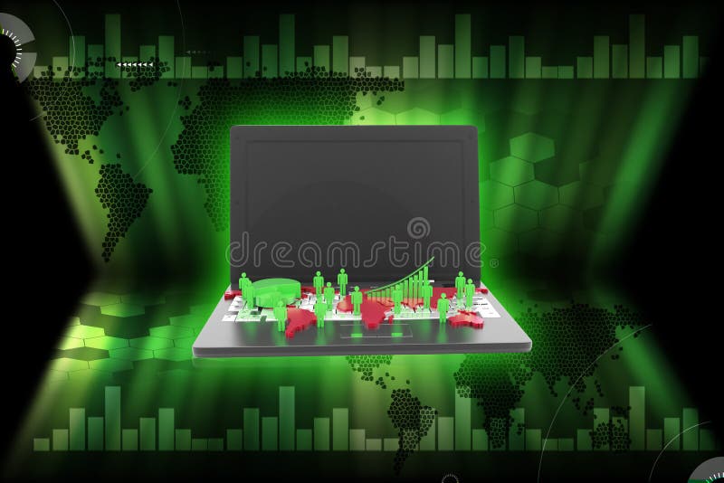 3d a rendu le réseau d'affaires globales et le graphique de gestion sur l'ordinateur portable sur un fond de couleur illustration stock 3d a rendu le réseau d'affaires globales et le graphique de gestion sur l'ordinateur portable sur un fond de couleur illustration stock