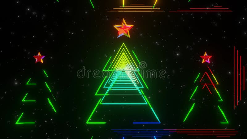 3d rendu nouvelle année et Noël concept arbre d'animation avec lumières colorées illustration stock