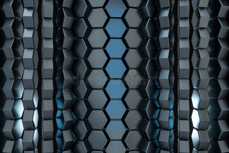 3d representación, cubo negro del hexágono, dibujo digital del ordenador libre illustration