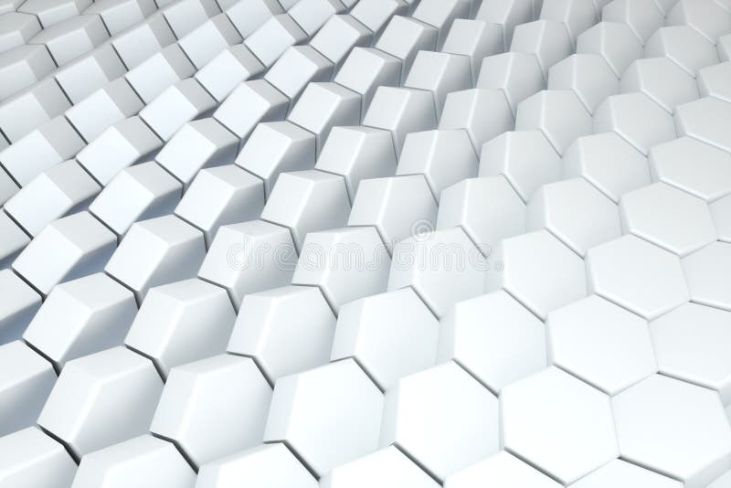 3d representación, cubos blancos del hexágono, dibujo digital del ordenador libre illustration