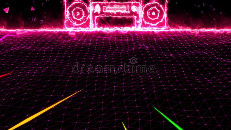 3D resumen la animación del equalizador estéreo de la onda acústica en wireframe geométrico del terreno del polígono 3d libre illustration