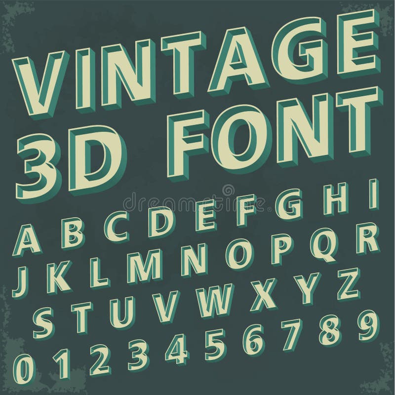 3d retro tipo fonte, tipografia d'annata illustrazione vettoriale 3d retro tipo fonte, tipografia d'annata illustrazione vettoriale