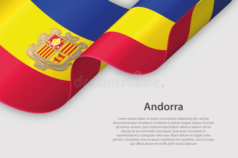 3d ribbon with national flag Andorra isolated on white background vector illustration