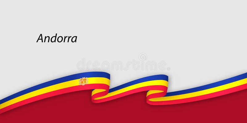 3d ribbon with national flag Andorra isolated on white backgroun stock illustration