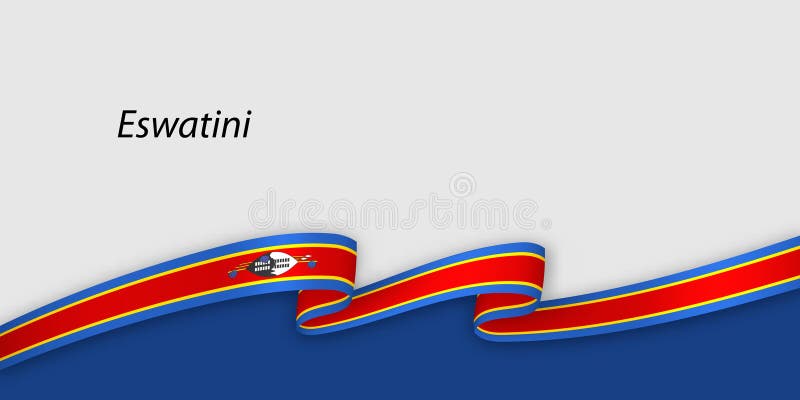 3d ribbon with national flag Eswatini isolated on white backgrou vector illustration