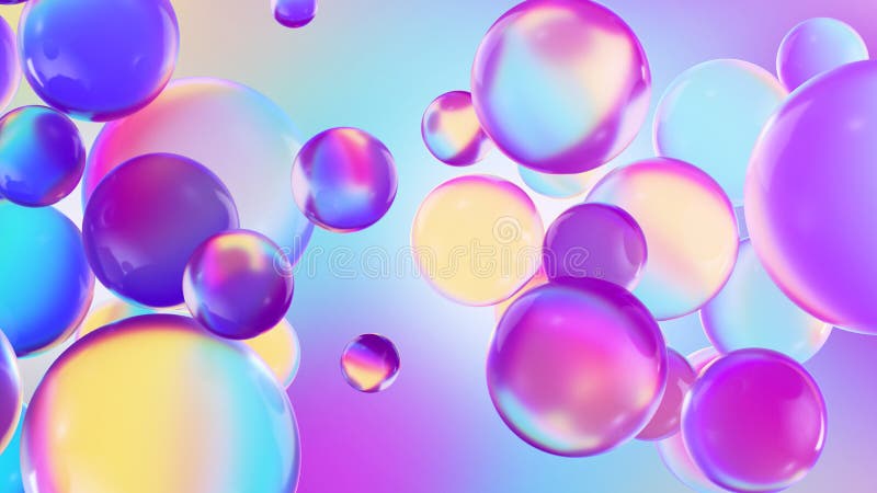 3d ridisegnare uno sfondo astratto con palline di vetro colorate o bolle iridescenti microscopiche illustrazione vettoriale