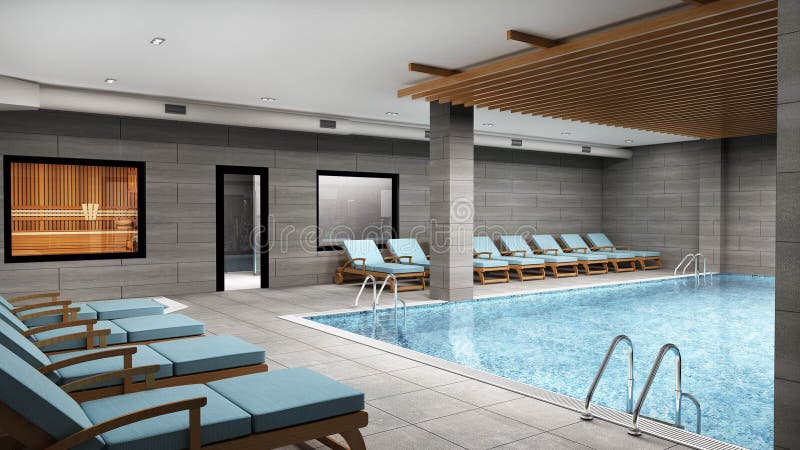 3D rinden de piscina, de balneario y de centro de la salud libre illustration 3D rinden de piscina, de balneario y de centro de la salud libre illustration