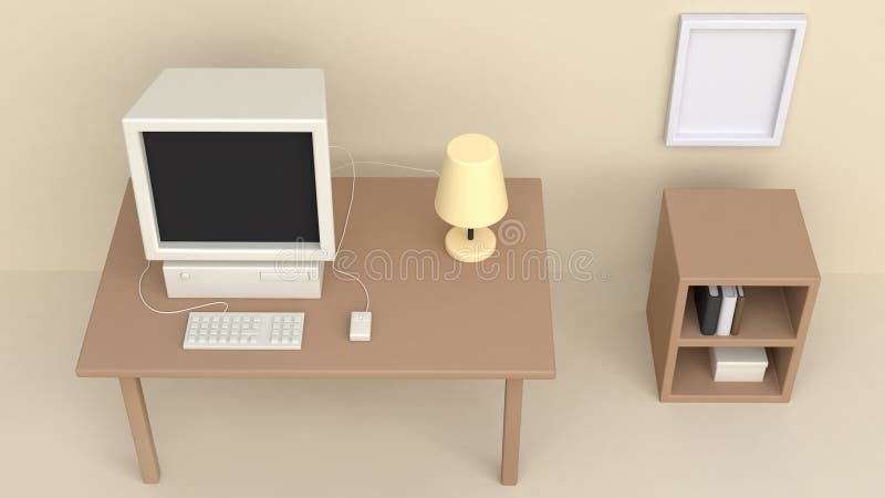3d room het werk van de de computer hoogste mening van de ruimtelijst 3d het beeldverhaalstijl geeft terug vector illustratie 3d room het werk van de de computer hoogste mening van de ruimtelijst 3d het beeldverhaalstijl geeft terug vector illustratie