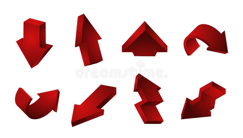 3D-Rote Pfeile Vector Up-Down-Recycling-Pfeile auf weißem Hintergrund isoliert lizenzfreie abbildung 3D-Rote Pfeile Vector Up-Down-Recycling-Pfeile auf weißem Hintergrund isoliert lizenzfreie abbildung