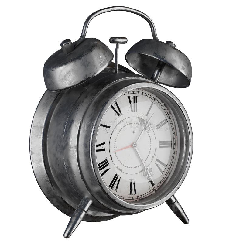 3d rusty alarm clock stock illustration