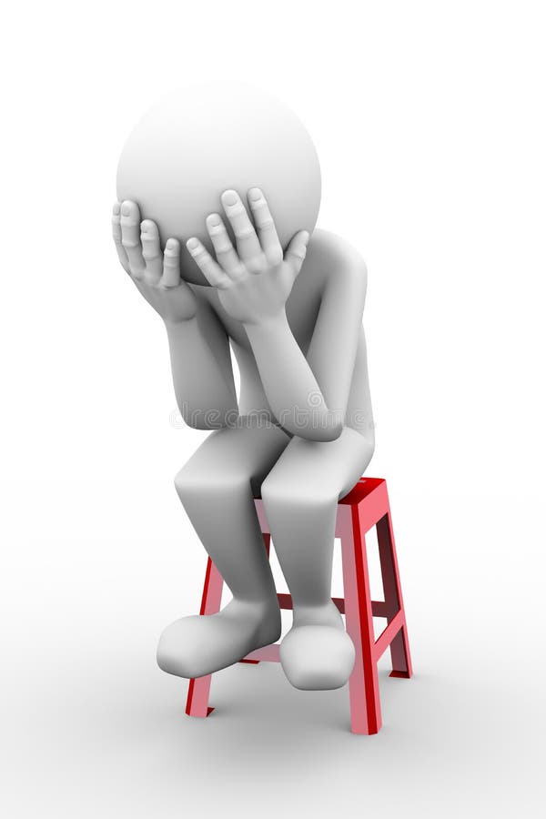 3d Sad Frustrated Man Illustration Stock Illustration - Illustration of