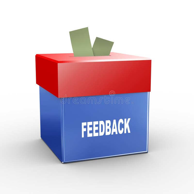 3d illustration of collection box of feedback. 3d illustration of collection box of feedback