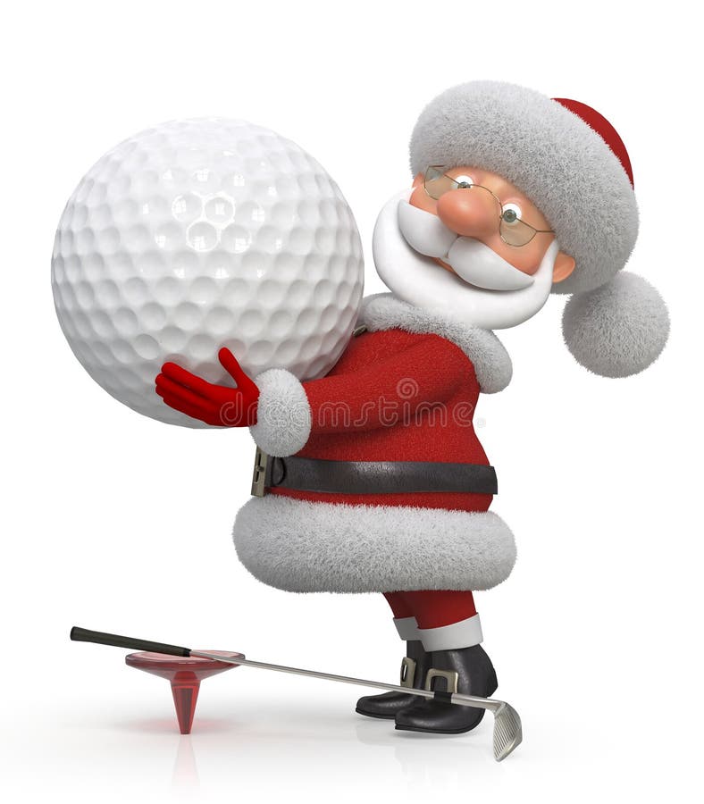 3d Santa Claus golfer stock illustration. Illustration of