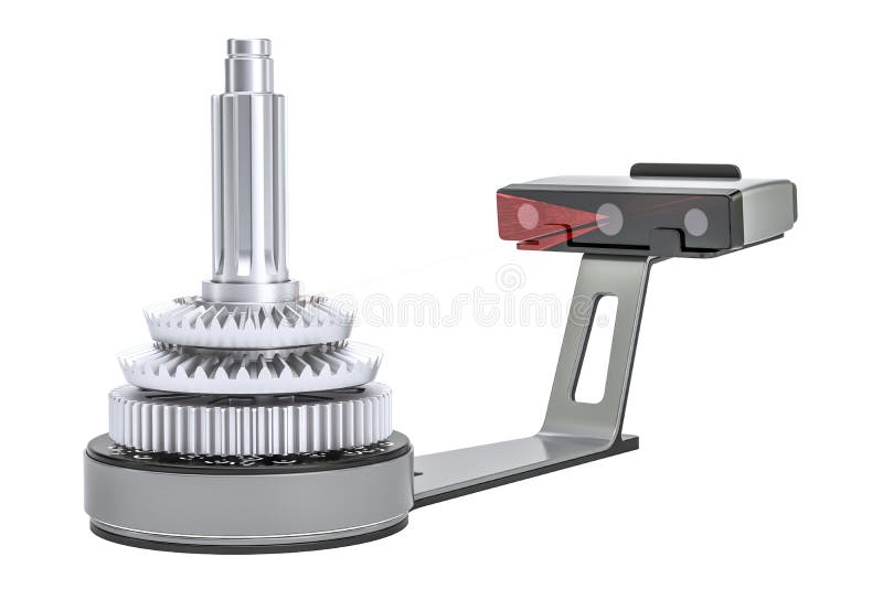 3d scanner scanning of object, 3D rendering stock illustration 3d scanner scanning of object, 3D rendering stock illustration